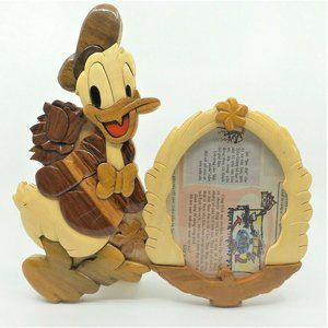 Donald Duck Artisan Custom Hand Made Pressed Natural Wood Picture Frame